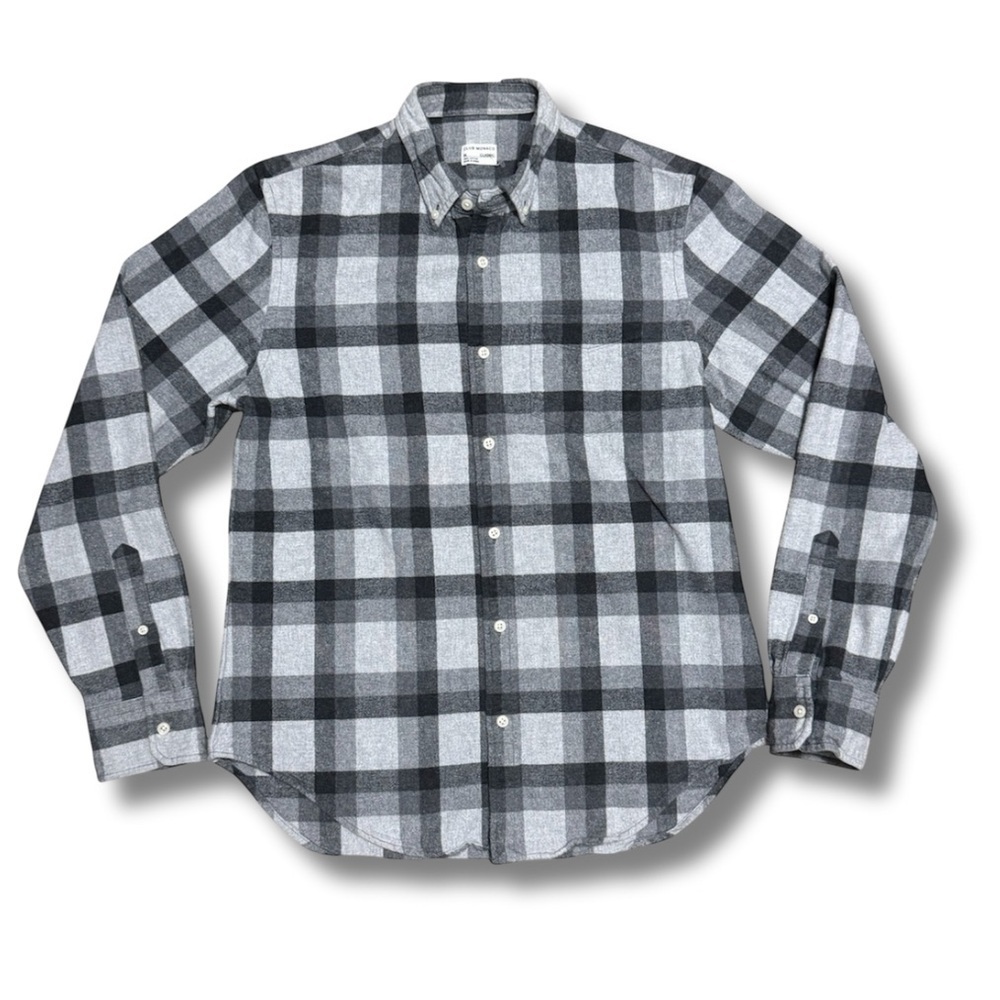 CLUB MONACO Men's Heavyweight Plaid Flannel - Grey/ Black, Medium